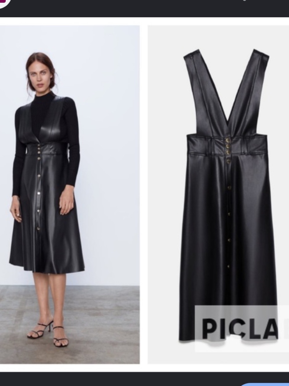 Zara Faux Leather Pinafore Midi Dress Jumper - Picture 8 of 8